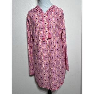 Aqua et Sol Resort Dress Hooded Swim Cover Up Pockets Pink Size Large UV Protect